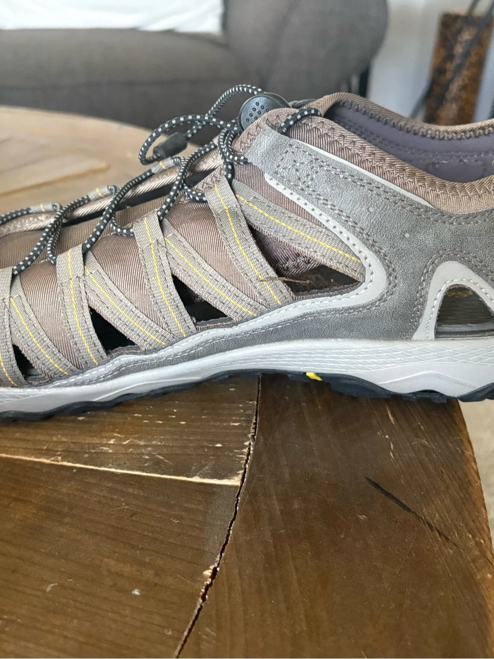 Eddie Bauer Brown and Gray Men's Outdoor Sandals with Quick-Lace